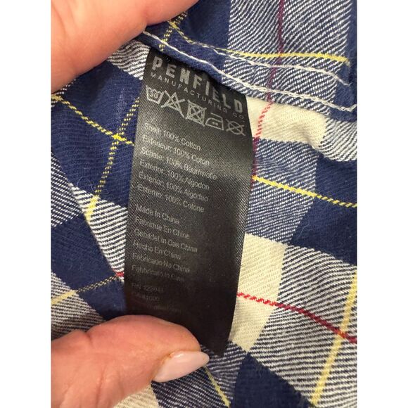 Penfield Plaid Flannel Shirt Blue Cream Red Boyfriend Outdoors Fit Size M - Picture 7 of 8